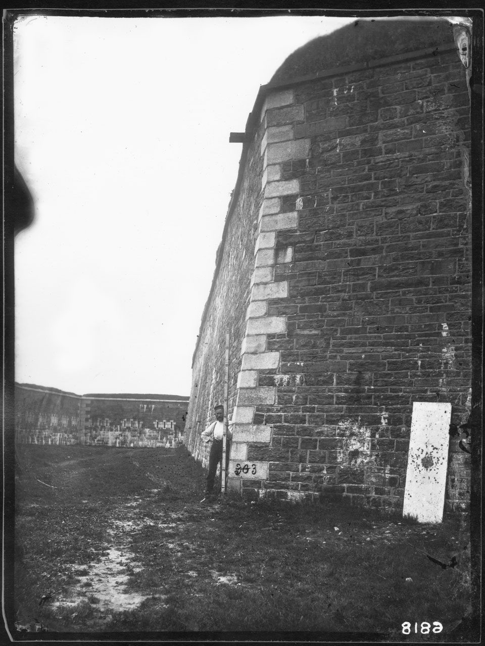 The Citadel's ditch about 1879, with the loopholes of the musketry gallery in the counterscarp wall.
